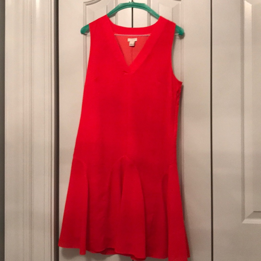 J. Crew red silk flared hem dress sz 2